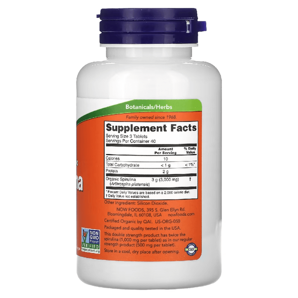 NOW Foods Certified Organic Spirulina 1000 mg 120 таблеток 30290 фото