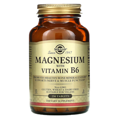 Solgar Magnesium with Vitamin B6 250 таблеток 35050 фото