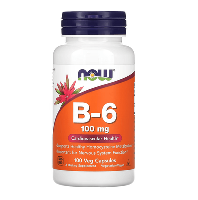 NOW Foods B-6 100 mg 100 капсул 00456 фото