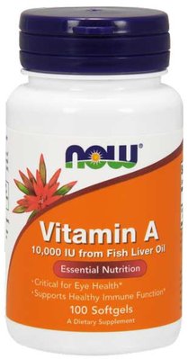 NOW Vitamin A 10,000 IU 100 капсул 43035 фото