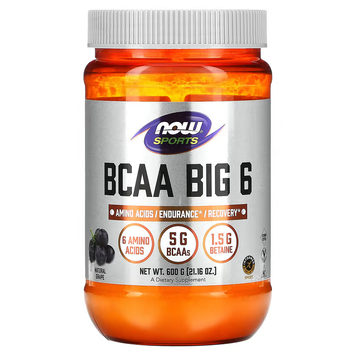 NOW Foods BCAA Big 6 600g Natural Grape 00119 фото