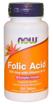 NOW Foods Folic Acid 800 mcg 250 таблеток 14039 фото