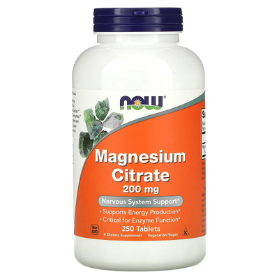 Now Foods Magnesium Citrate 200 мг 250 таблеток 63895 фото