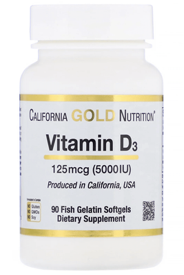 California Gold Nutrition Vitamin D3 5000 IU 90 капсул 30470 фото
