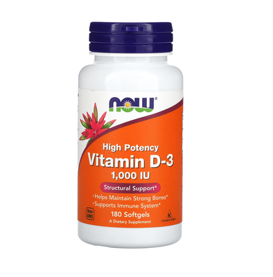 NOW Foods Vitamin D-3 1000 IU 180 капсул 43290 фото
