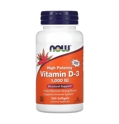 NOW Foods Vitamin D-3 1000 IU 360 капсул 43270 фото