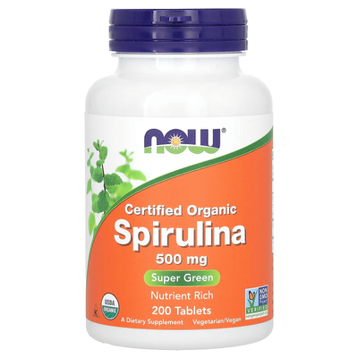 NOW Foods Certified Organic Spirulina 500 mg 200 таблеток 02698 фото