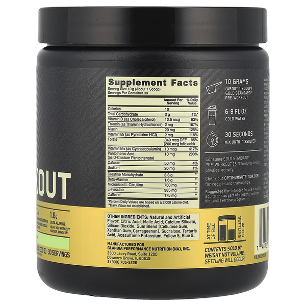 Optimum Nutrition Gold Standard Pre-Workout 300g Green Apple 05280 фото