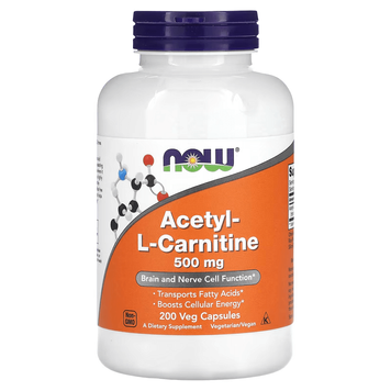 NOW Foods Acetyl-L-Carnitine 500 mg 200 капсул 00084 фото