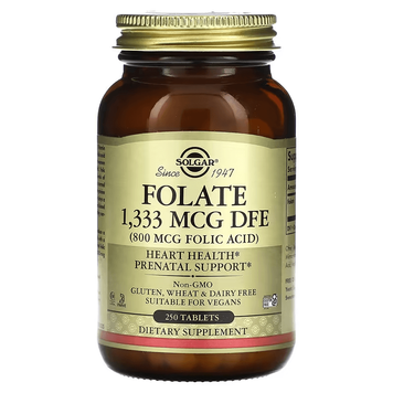 Solgar Folate 1,333 mcg DFE (Folic Acid 800 mcg) 250 таблеток 01101 фото