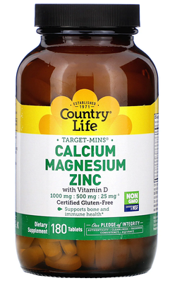 Country Life Calcium Magnesium Zinc with Vitamin D 180 таблеток 80290 фото