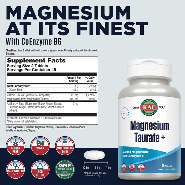 KAL Magnesium Taurate + 400 mg 180 таблеток 61832 фото