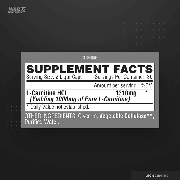 Nutrex Research Lipo-6 Carnitine 60 капсул 29192 фото