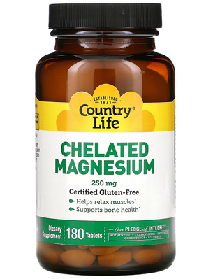Country Life Chelated Magnesium 250 мг 180 таблеток 37082 фото