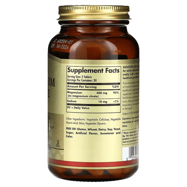 Solgar Magnesium Citrate 60 таблеток 59204 фото