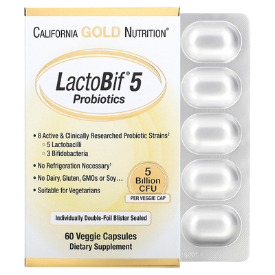 California Gold Nutrition LactoBif Probiotics 5 Billion 60 капсул 73920 фото