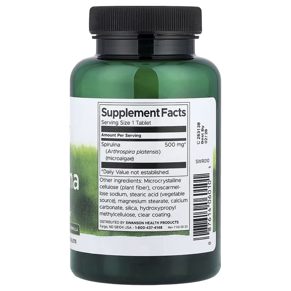 Swanson Spirulina 500 mg 180 таблеток 06010 фото