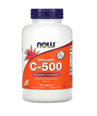 NOW Foods Chewable C-500 Orange 100 таблеток 25073 фото