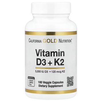 California Gold Nutrition Vitamin D3+K2 180 капсул 02333 фото