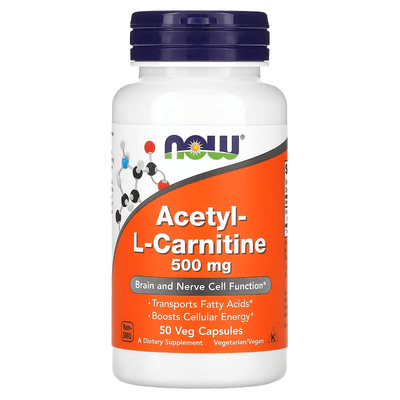 NOW Foods Acetyl L-Carnitine 500 mg 50 капсул 27076 фото