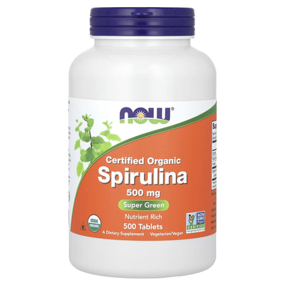 NOW Foods Certified Organic Spirulina 500 mg 500 таблеток 02700 фото