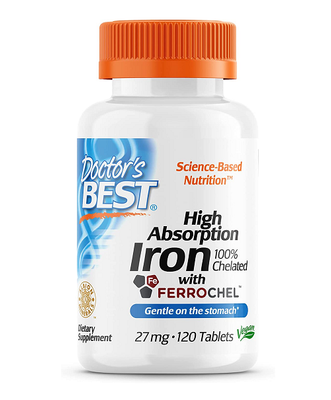 Doctor's Best High Absorption Iron with Ferrochel 27 мг 120 таблеток 34085 фото