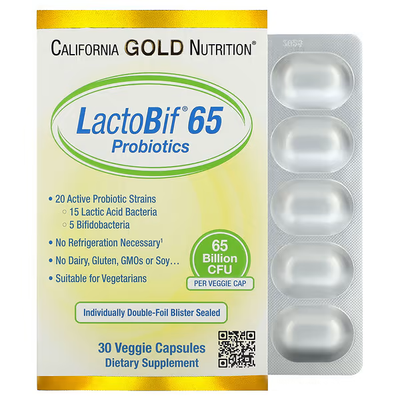 California Gold Nutrition LactoBif Probiotics 65 Billion 30 капсул 53580 фото