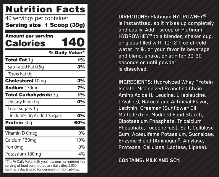 Optimum Nutrition Platinum Hydrowhey 1590g Vanilla Bean 35080 фото