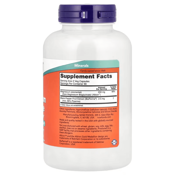 NOW Foods Magnesium Glycinate with BioPerine 180 капсул 12876 фото