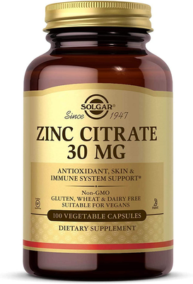 Solgar Zinc Citrate 30 мг 100 капсул 80730 фото
