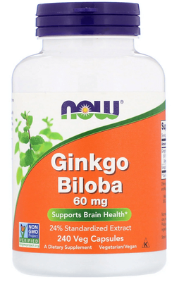 Now Foods Ginkgo Biloba 60 мг 240 капсул 47035 фото