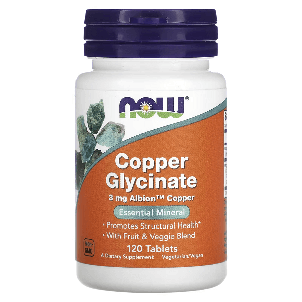 NOW Foods Copper Glycinate 3 mg 120 таблеток 14337 фото