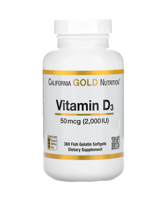 California Gold Nutrition Vitamin D3 2000 IU 360 капсул 36080 фото