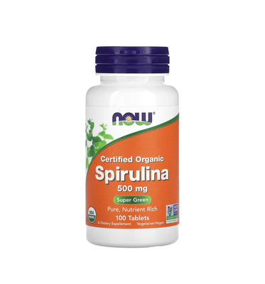 NOW Foods Certified Organic Spirulina 500 мг 100 таблеток 78493 фото