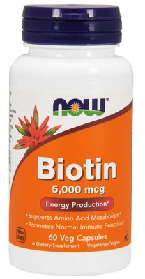 NOW Foods Biotin 5000 мкг 60 капсул 25070 фото