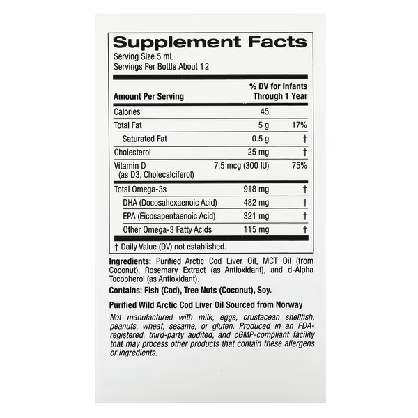 California Gold Nutrition Baby's DHA Omega-3s with Vitamin D3 and EPA 59 мл 00871 фото