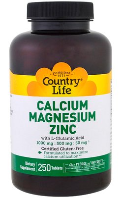 Country Life Calcium Magnesium Zinc 250 таблеток 83025 фото