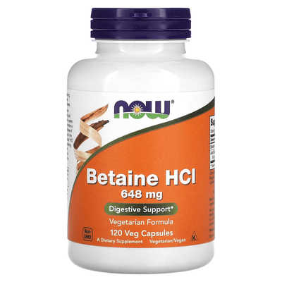 NOW Foods Betaine HCL 120 капсул 02938 фото
