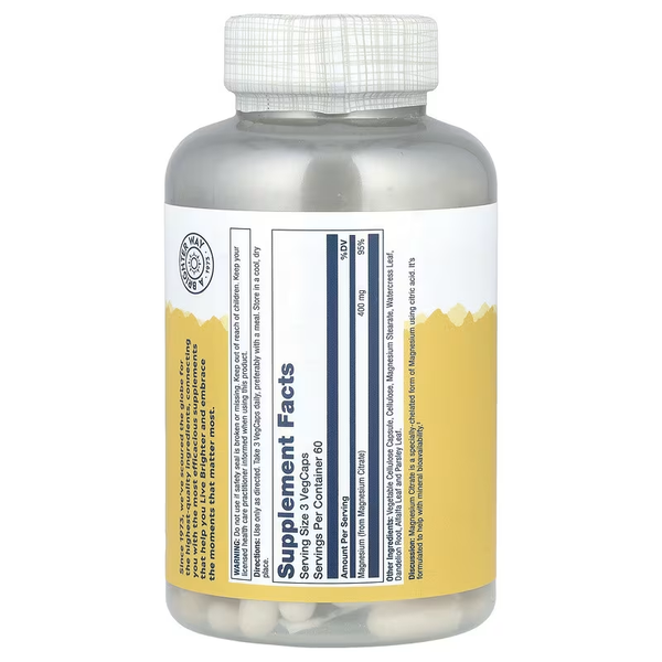 Solaray Magnesium Citrate 400 mg 180 капсул 37402 фото